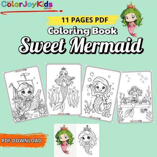 🧜‍♀️ Sweet Mermaid Coloring Book for Kids