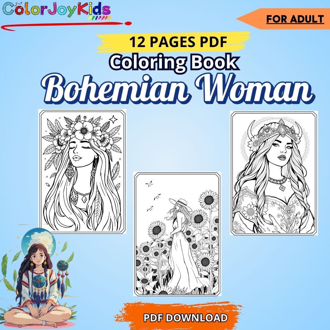 🌀Bohemian Woman Coloring Book