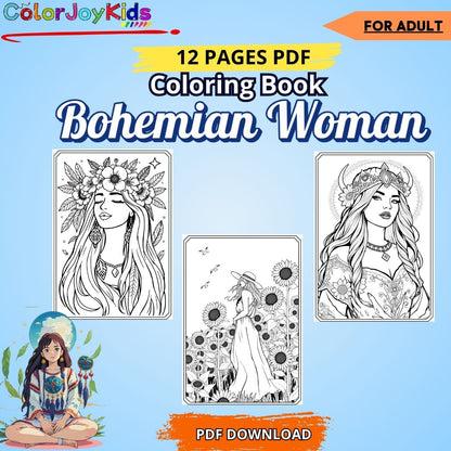 🌀Bohemian Woman Coloring Book