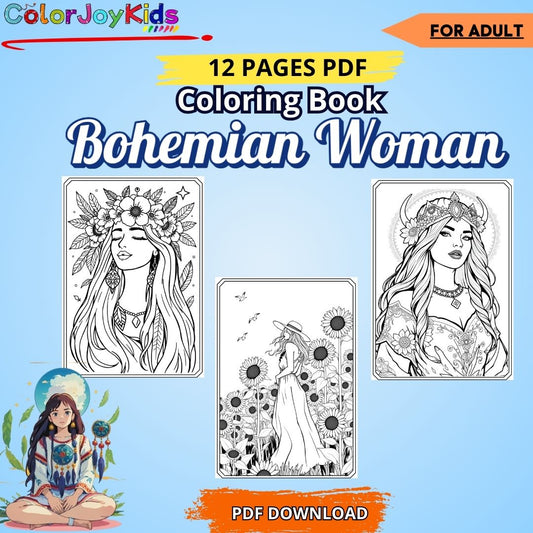 🌀Bohemian Woman Coloring Book