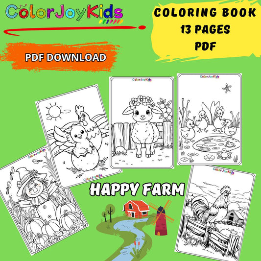 🐴 HAPPY FARM Printable Coloring Book for Kids