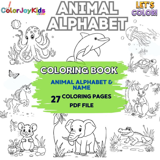 🦁Animal Alphabet – 27 Fun Pages Coloring Book for Kids