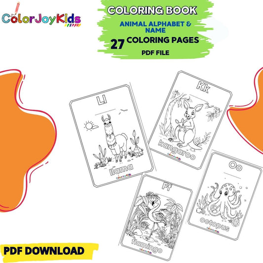 🦁Animal Alphabet – 27 Fun Pages Coloring Book for Kids