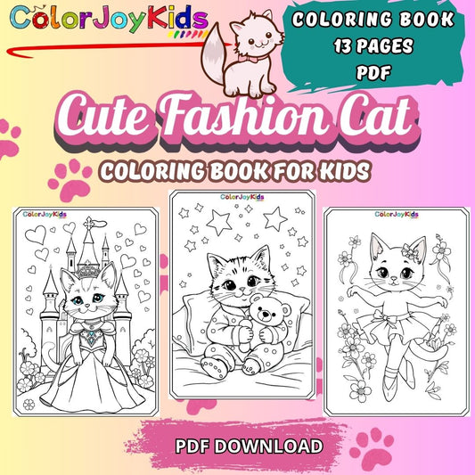 🐱🎀 Cute Fashion Cat Coloring Book🐾